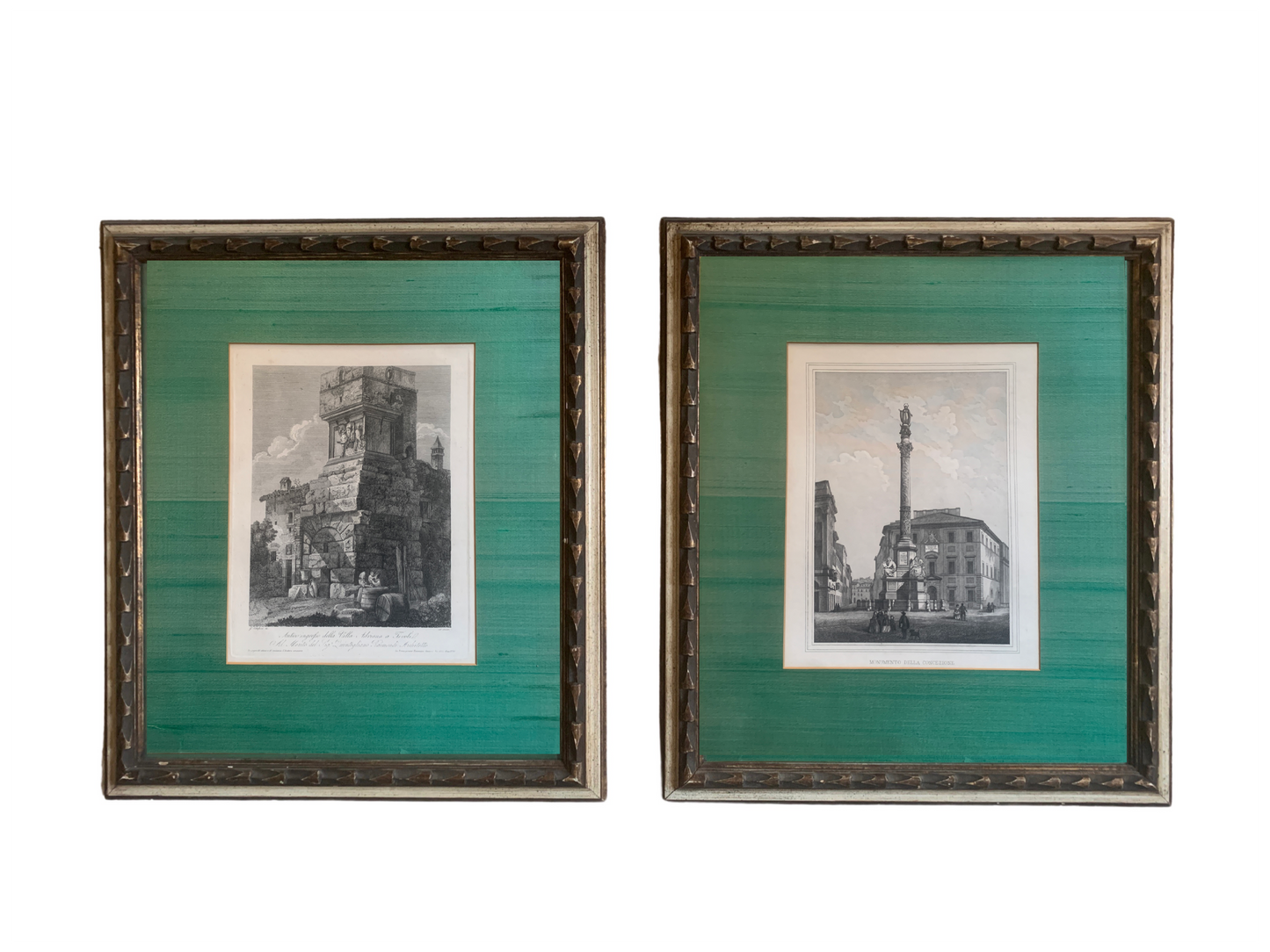 Pair of Roman Architectural Etchings by Giovanni Cottafavi