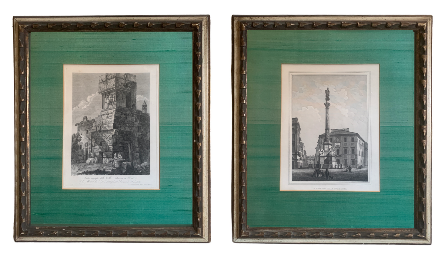 Pair of Roman Architectural Etchings by Giovanni Cottafavi