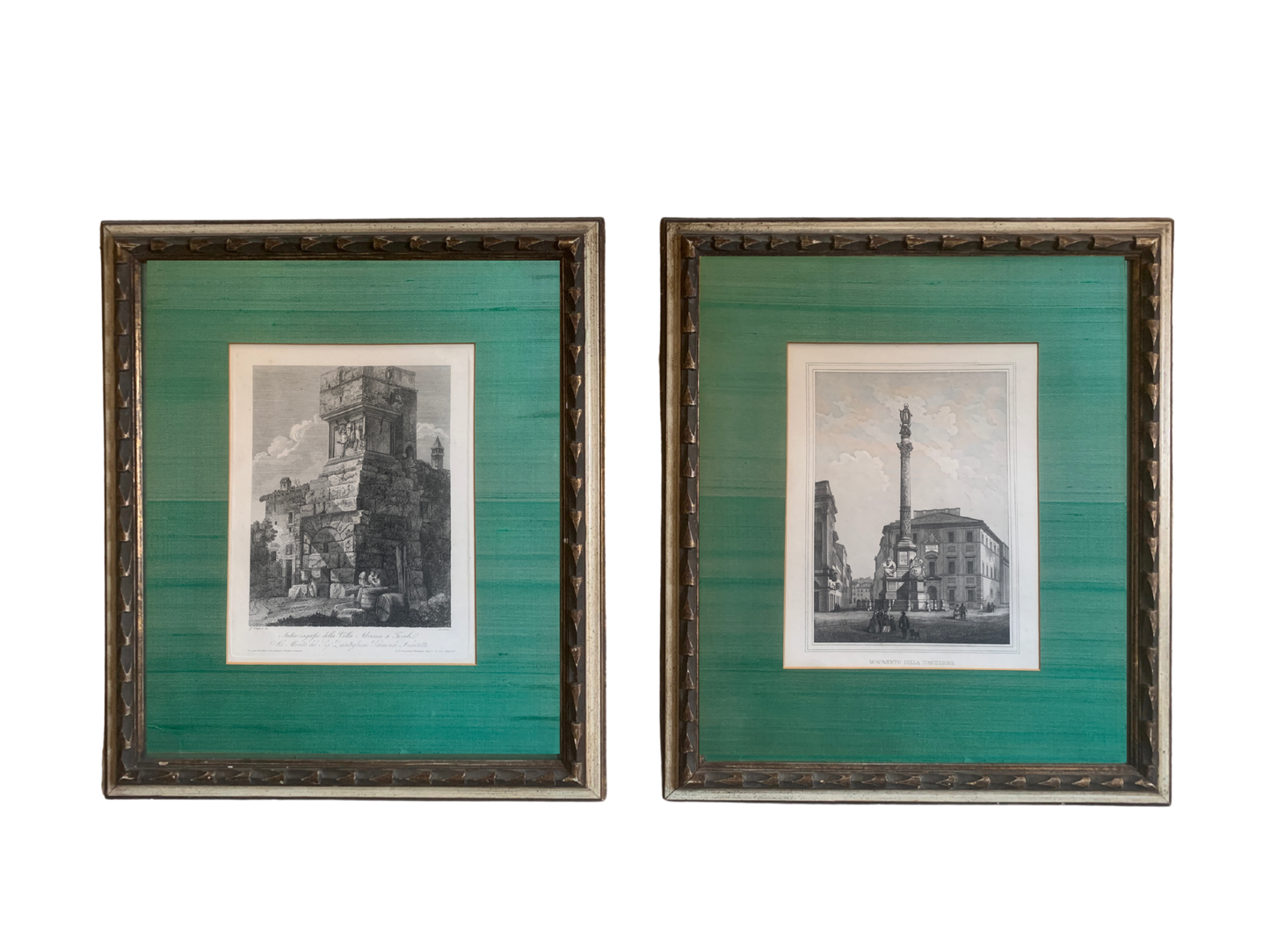 Pair of Roman Architectural Etchings by Giovanni Cottafavi
