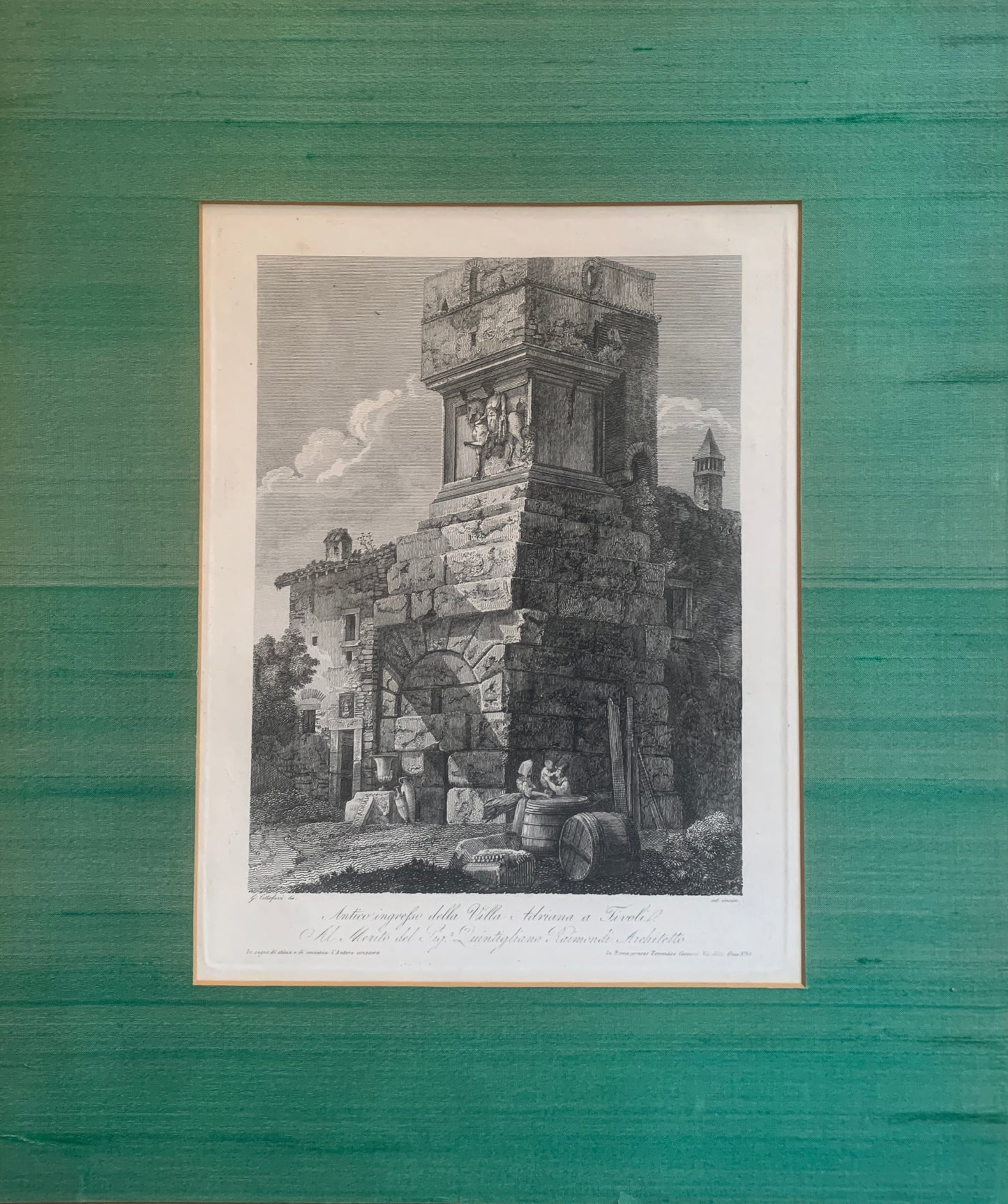 Pair of Roman Architectural Etchings by Giovanni Cottafavi