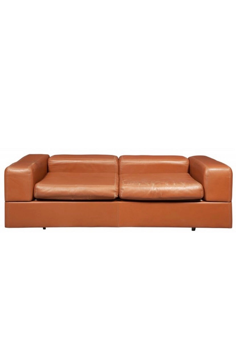 Tito Agnoli 711 Cognac Leather Sofa Daybed for Cinova