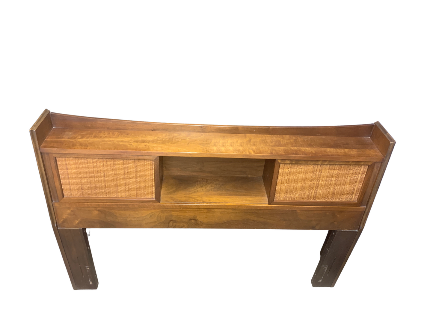 American of Martinsville Walnut Caned Storage Headboard